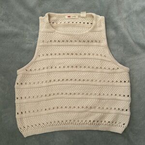 Cream Sleeveless Knit Sweater